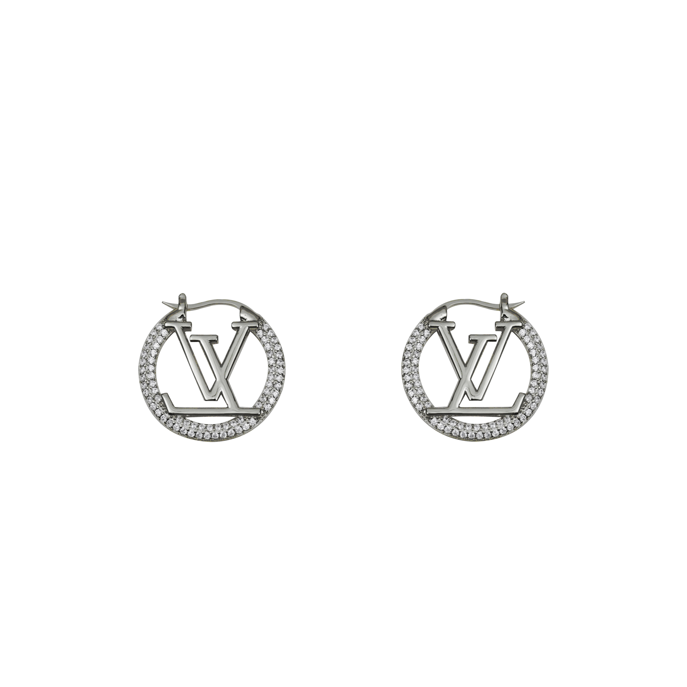 LOUIS VUITTON CRYSTAL ROUND EARRINGS M01331